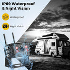 Wireless Backup Camera for Truck RV, HD IPS 7" Monitor, Digital Wireless Camera System + IP69 Waterproof IR Night Vision, 10-Min Easy Install, 1080P Rear View Camera for Car, Van, Trailer and Camper