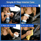 Car Interior Cleaner & Protectant, 16 Fl Oz Interior Detailer Spray – Cleans & Helps Protect Dashboard, Leather, Vinyl & Plastic, Includes Towel & Cleaning Sponge (Pack of 1)