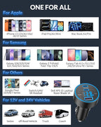 USB C Car Charger, 3-Port 130W Type C Super Fast Charging Car Phone Charger Adapter Accessories with Voltage Display Cigarette Lighter for iPhone 17/16/15/14/13/12, iPad, Galaxy S26/S25/S24, Android