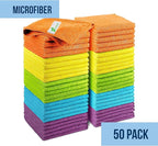 GREEN LIFESTYLE Microfiber Cleaning Cloth 11.5" x 11.5" 50 Pack - Edgeless Microfiber Towels for Cars, Cleaning Rags, Lint Free Car Microfiber Towel, Reusable Cleaning Cloths (Multicolor)