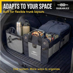 3-Section Modular Trunk Organizer XL – Car Storage for Groceries, Cleaning Supplies, Tools, Sports Gear – Foldable L-Shape Cargo Bin – Gray