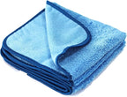 Maxshine 380GSM Zero Crazy Microfiber Towel Cleaning Cloth with Blue Silk Border - Blue, 16”x24” (40x60cm), Ultra-Soft & Absorbent, Perfect for Car Detailing & Cleaning