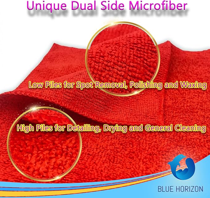 Red Microfiber Cleaning Towels, 3 Dozen Dual-Sided Cleaning Cloths Bulk Pack, Ultra Soft Plush Wash-Cloths, Micro-fiber Detailing Cleaning Cloths for Car, Household and Commercial (Red, 16" x 16")