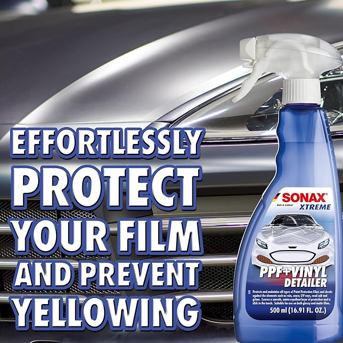 SONAX PPF + Vinyl Detailer | Protection & Maintenance for Paint Protection Films & Decals | Water-Repellent & UV Protection | Suitable for Glossy & Matte Finishes | 398241 | 500ml