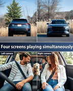 Car Dash Cam Wireless Front Rear 360 Full View 4K Dual Security 24HR Rechargeable 4 Channel Mirror Rearview Interior Auto Video On-Dash Mounted Driving Recorder Truck Electronics Accessory(32G)