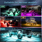 4Pods RGB LED Rock Lights Kit with APP/RF Remote Control, Car Underglow Lights with Brake Music Mode Multicolor Neon Underbody Lights Waterproof 12V for Trucks Pickup Jeep Golf Cart SXS ATV