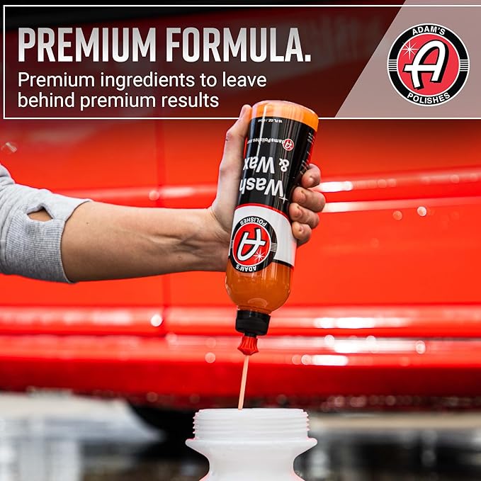 Adam's Polishes Wash & Wax - Car Wash Soap Infused with Pure Carnauba Car Wax Polymers | Car Cleaning Formula W/Paint Protection | Use in 5 Gallon Bucket Cannon Foam Gun & Car Detailing Brush Kit
