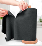 KitchLife Microfiber Cleaning Cloth Roll - Tear-Away Reusable Microfiber Paper Towels, Lint-Free, Washable, 20 Sheets for Kitchen, Car, Dishes, and Sensitive Surfaces (Black)