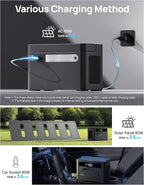 2026 Portable Power Station 700W Surge, 288Wh LiFePO4 Battery Backup, Power Bank with AC Outlet 350W/110V, Solar Generator Fast Charging for Camping Essentials, Hurricane Emergency, Home, Road Trips