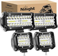 Nilight 2PC 4Inch Triple Row Led Light Pods 60W Flood Spot Combo 6000LM 2Pcs 6.5 Inch 120W Triple Row Light Bar Flood Spot Combo 12000LM Driving Boat Off Road Trucks Lights (ZH042)