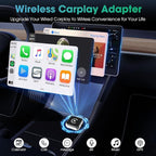 Wireless CarPlay Adapter, 2026 Upgraded Wired to Wireless for Apple CarPlay & Android Auto, 2-in-1 Mini USB Design Car Play Adapter with Type-C Adapter, Plug and Play, Stable Connection with No Delay
