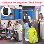 J.L. Childress Gate Check Travel Bag for Car Seats - Car Seat Travel Bag for Airplane, Includes AIRTAG Holder, Fits All Baby Car Infant Carriers & Child Booster Seats - Neon Yellow