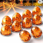 BJZ 10Pcs Amber Watermelon LED Strobe+Constant Marker Lights Dual Function Watermelon-shaped Side Marker Clearance Tail Top Cap Roof Lights for Trailer Truck Semi-trailer Heavy-duty Truck Bus Van