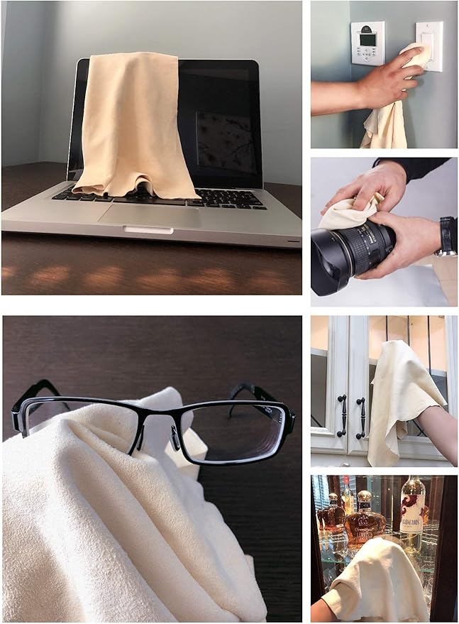 SHEEPSKIN ELITE Chamois Drying Cloth Car Drying Towel Real Leather Super Absorbent Fast Drying Natural Chamois Car Wash Cloth Accessory (2 SQ Each, 4 SQ FT in Total)