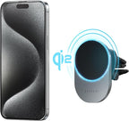 Satechi Qi2 Wireless Car Charger, Travel Friendly Car Phone Mount Charger for Air Vents, 15W Fast Chargers, for iPhone 17 to 12 Series