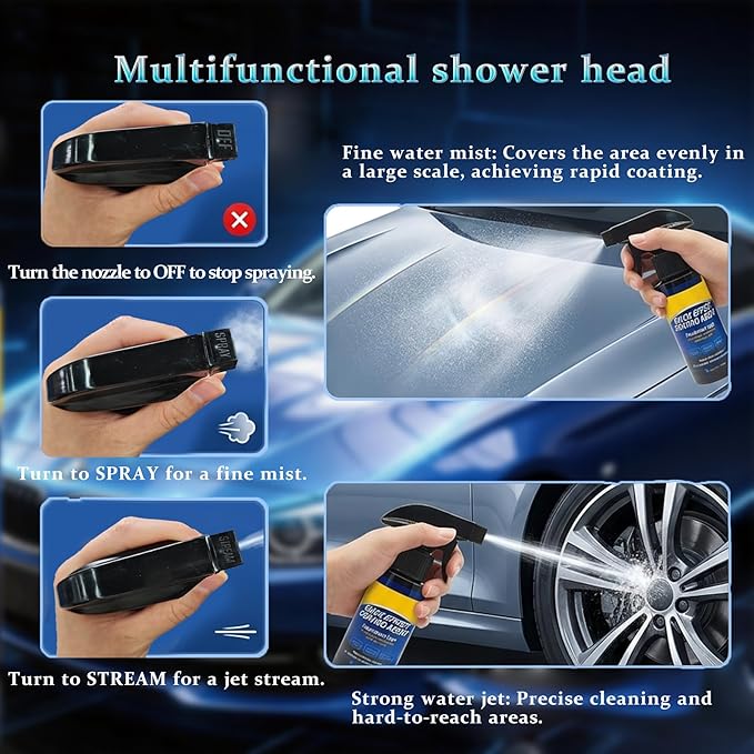 Quick Effect Coating Agent for Car, Nano Car Coating Spray, Quick Effect Coating Agent,Quickly Coat Car Wax,Car Scratch Wax Polish Spray Waterless Wash,Helps Refresh Exterior Gloss & and Glass Cleaner