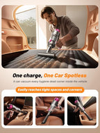 DRFLASH Car Vacuum, 16000PA Strong Suction Handheld Vacuum Cordless, 6-in-1 Portable Mini Car Vacuum Cleaner with LED Light, Type-C Fast Charging, Small Handheld Vac for Car Interior, Pet Hair, Home