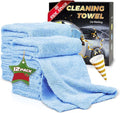Car Wash Drying Towels, 450gsm Ultra-Thick Absorbent Lint-Free Extra Soft Microfiber Rags for Car Detailing, Interior & Exterior Cleaning Cloths, 16in x 16in - Coral Fleece, Blue, 12 Packs