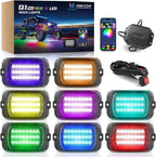 MICTUNING Q1 MAX RGB+IC Rock Lights 8 Pods Kit, 192 Beams 1000% Brighter Chasing Dreamcolor Underglow Neon Lights, APP Control Multicolor Extensible Underbody Lighting Kit for Truck ATV UTV Boat