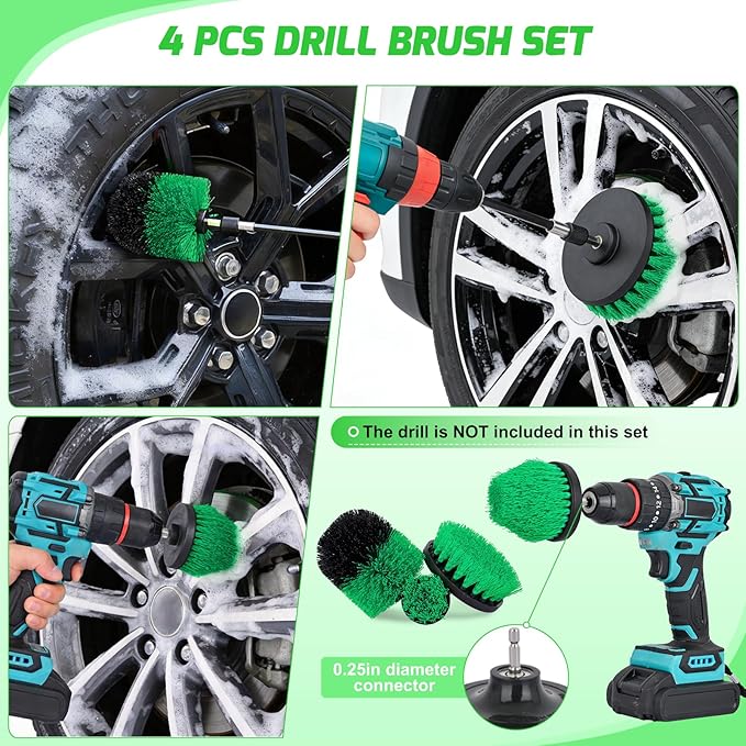 Nilight 52PCS Car Detailing Kit Auto Cleaning Tools Wash Set with Storage Carry Bag Home Use for Interior Exterior Deep Clean Polish Car Care Windshield Dashboard Seat Air Vents Wheels Tires, Green