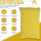 Iconikal 6-Pack Bug Scrubber Sponge 5.9x3.5-Inch Yellow Microfiber Large Car Wash Reusable for Paint Chrome Glass RV Motorcycle Cleaning