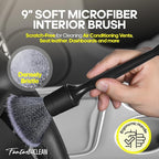 Fantasticlean 9PC Car Detailing Kit，Boars Hair Brush，Horse Hair Bristle，Suede-Coral Cloth，Car Dust Brush，Microfiber Towel & Applicator，Scratch-Free & Ultra-Soft for Leather, Seats & Interior Cleaning