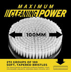 VViViD Power Drill Brush Attachment + Backing Plate, 4” inch / 100mm Diameter Surface Area, Soft Bristles