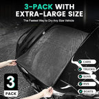 TEAWOO 3-Pack Microfiber Towels for Cars (24" x 35"), Extra Large Super Absorbent Car Drying Towel, Drying Towel for Car & Trucks, Car Towels Drying with No Streaks & Scratches