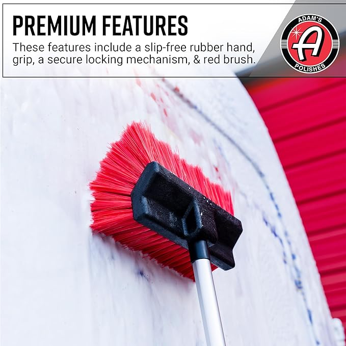 Adam's Truck Brush (3-6ft) - Adjustable Car Cleaning Brush & Pole Combo with Long Handle for Washing & Detailing Your Automotive Vehicle, RV, Truck or Boat