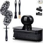 Large Tire Shine Applicator & Bendable Wheel Brush Set for Detailing Cleaning and Tire Shine,Automotive Tire Dressing Applicator Brush with Storage Stand for Tire Detailing & Car Wash Kit,Black-4pcs