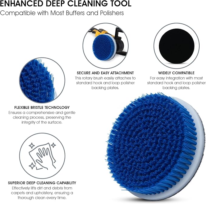 Nanoskin 5-Inch Rotary Brush with Durable Blue Nylon Bristles, Versatile for Car Detailing, Upholstery Cleaning, Wheel Scrubbing, and Home Use, Easy to Attach, Compatible with Most Polishers & Buffers