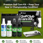 Pro Golf Club Care Kit – Cleaner, Polish, Brush, Groove Sharpener, Grip Cleaner, Magnetic Towel & Leather Bag – Restores Clubs, Removes Rust & Scratches, Renews Tackiness – Golf Gifts for Golfers