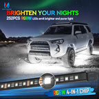 MICTUNING N8 RGBW Underglow Light Bars for SUVs, App/Remote Control, Aluminum Housing Waterproof, Exterior Neon Accent Underbody LED Light Strips, w/ 2pcs 9.8ft Extension Cords, 8PCS