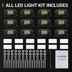 Hovano 12 Pods White Rock Lights 6000K Pure White 36 LEDs SMD Chips Super Bright Neon Underglow Light IP68 Waterproof for Pickup Trucks SUV UTV ATV RZR Car Boats (White)