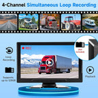 4-Wired Backup Camera System, 10" HD 1080P DVR Quad Split IPS Monitor with 4 Side & Rear View Cameras, Vibration-Proof IP69K Waterproof Night Vision for Truck/RV/Tractor/Bus/Trailer/Heavy Equipment