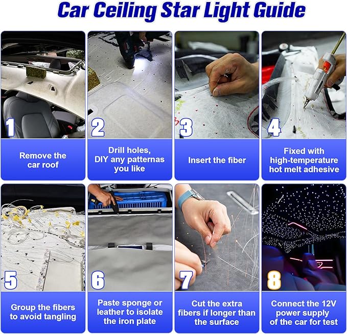 6W Mini Size Twinkle 650pcs*0.03in*13.1ft Starlight Headliner Kit, Star Lights for Car with Bluetooth APP/28key Remote Control/Music Effect, RGBW Fiber Optic Lights for Home Ceiling