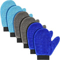 Teenyyou 6 Pcs Microfiber Dusting Mitt Car Wash Mitts Cleaning Glove with Thumb Reusable Terry Dusting Gloves with Elastic Wrist Cuff for Car Wheel Plants House Kitchen(Blue, Grey,8.85 x 7.08 Inch)