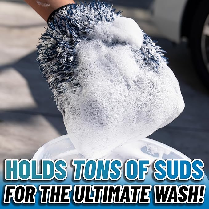Chemical Guys, The Dually, Dual-Fiber, Wet-Dry Use, Microfiber Wash Mitt, (Car Wash Mitt Great for Car, Truck, SUV, RV, & More) Dark Blue + White, (2 Pack) MIC51702