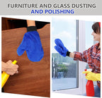 Teenyyou 6 Pcs Microfiber Dusting Mitt Car Wash Mitts Cleaning Glove with Thumb Reusable Terry Dusting Gloves with Elastic Wrist Cuff for Car Wheel Plants House Kitchen(Royal Blue,9.84 x 7.87 Inch)