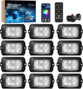 MICTUNING Q1 RGBW LED Rock Lights, APP & Remote Dual Control, 12 Pods Pure Color Underglow Neon Lighting with Wiring Switch Kit for Trucks Cars ATV UTV Golf Carts (2 Year Warranty)