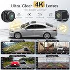 Portable CarPlay Screen for Car,Car Stereo with Apple CarPlay & Android Auto,Incell Touch Screen,4K Dash Cam,1080P Backup Camera,Mirror Link, Voice Control, Bluetooth 5.3,GPS,FM (11.26 Inch)