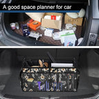 Femuar Car Trunk Organizer,Car Storage Organizer with 72L Large Capacity Waterproof Collapsible and 11 Pockets,Trunk Organizer for Car Suv/Jeep/Sedan, Large Size, Hibiscus flowers