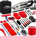 41Pcs Car Wash Cleaning Kit with High Power Handheld Vacuum Windshield Cleaning Tool Collapsible Bucket Detailing Brushes Tire Brush Towels Complete Detailing Set for Car