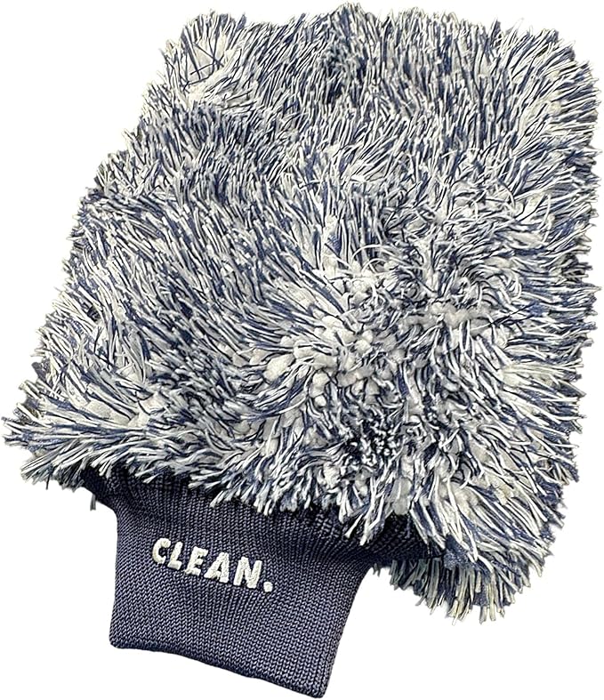 CLEAN Wash Mitt – 1070 GSM Ultra‑Plush Microfiber Wash Glove 10" x 7" Safe Swirl‑Free Hand Washing for Cars Trucks Bikes – Dense, Plush, Made in South Korea – Professional & Enthusiast Detailing Grade
