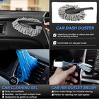 COOGEO 29Pcs Car Detailing Kit,Compelete Car Cleaning Kits Interior Cleaner with Detailing Brushes,Drill Brush Heads,Car Wash Kit with Cleaning Gel,Wash Mitt,Car Hooks,Car Care Gift for Men