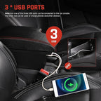 YJYWZH Car Armrest Storage Box for Toyota Hilux Center Storage Box Organizer Interior Hand Centre Consoles with 3 USB Port Arm Rest Double-Layer Accessories