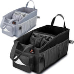 FoxBox Car Seat and Trunk Organizer, SUV Front or Back Seat Storage - Passenger Floor, Under or Between Seats Organization, Car Gifts for Men and Women (Black)