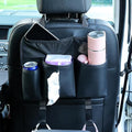 Amooca Car Backseat Organizer PU Leather Storage Bags Travel Accessories Large Pockets for Water Bottle Drink Tissue with Hooks