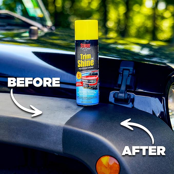 Stoner Car Care 92034-4PK Trim Shine – Black Trim and Plastic Restorer for Cars – Vinyl and Plastic Trim Protectant Coating for Interior and Exterior Use – Water-Based Formula – 22 fl oz (Pack of 4)