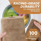 Fantasticlean Microfiber Towels for Cars, Tear Away Car Detailing Cloth Roll, RV Boat Drying Polishing, Edgeless Plush, Coral Fleece, Ultra Absorbent, Scratch-Free, 14" x 14", 20 Pack (Tan)